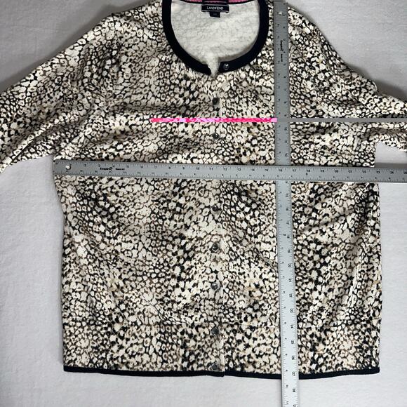 Lands’ End Women’s Supima Cotton Leopard Print Cardigan Sweater 2X 20W-22W - Picture 7 of 13